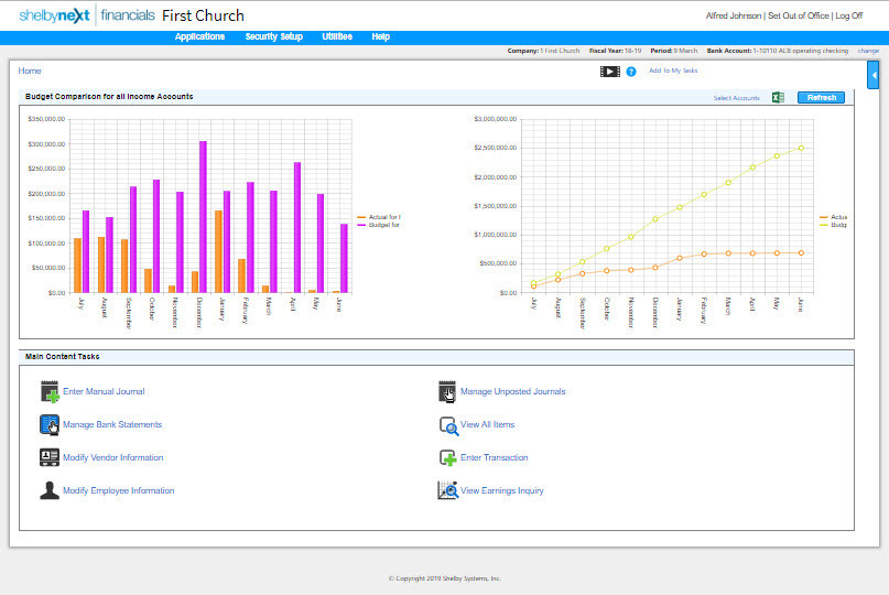 screenshot of Elexio Church Accounting